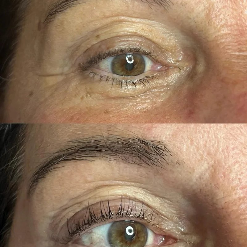 Wimperlift, voor en na
